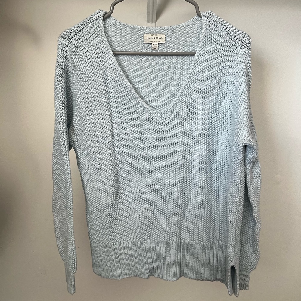 Lucky Brand Sky Blue V-Neck Sweater